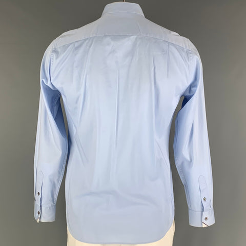 TED BAKER Size L Blue Cotton Elastane Hidden Placket Long Sleeve Shirt