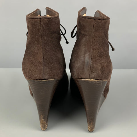 CHRISTIAN LOUBOUTIN Talla 10 Botas de cuña de ante marrón