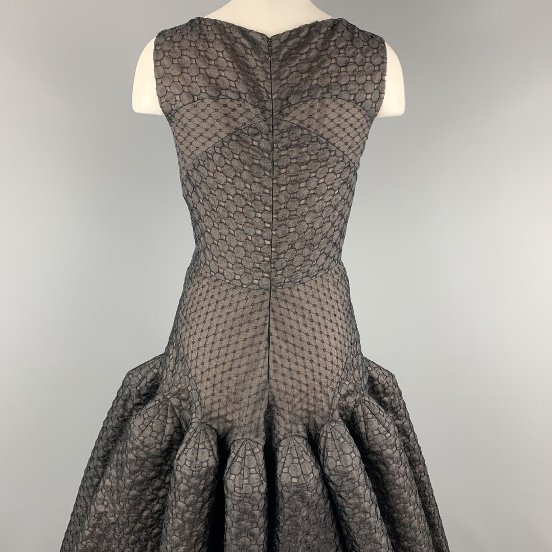ZAC POSEN Size 6 Black Lace Ruffle Trumpet Skirt Cocktail Dress Sui Generis Designer Consignment ZAC POSEN Size 6 Black Lace Ruffle Trumpet Skirt Cocktail Dress Sui Generis Designer Consignment