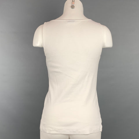 BRUNELLO CUCINELLI Size S White Knotted Cotton / Lycra Blouse