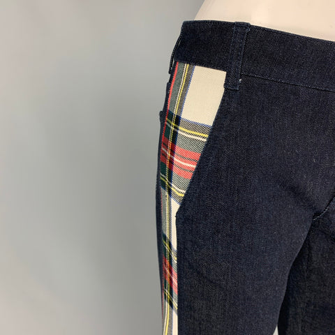STELLA McCARTNEY Size 27 Blue Multi-Color Cotton Fitted Casual Pants