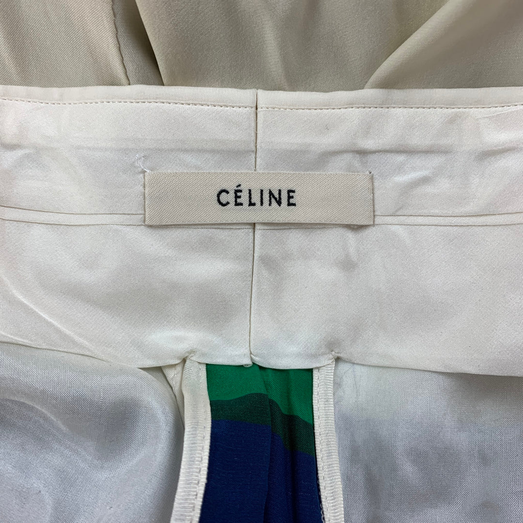 CELINE Size 6 Cream Multi-Color Stripe Wide Leg Dress Pants