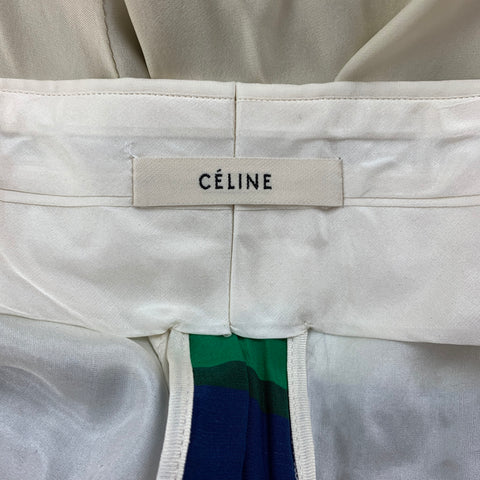 CELINE Taille 6 Pantalon habillé à jambes larges à rayures multicolores crème