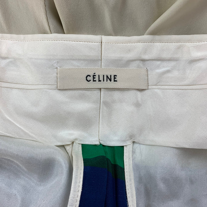 CELINE Size 6 Cream Multi-Color Stripe Wide Leg Dress Pants