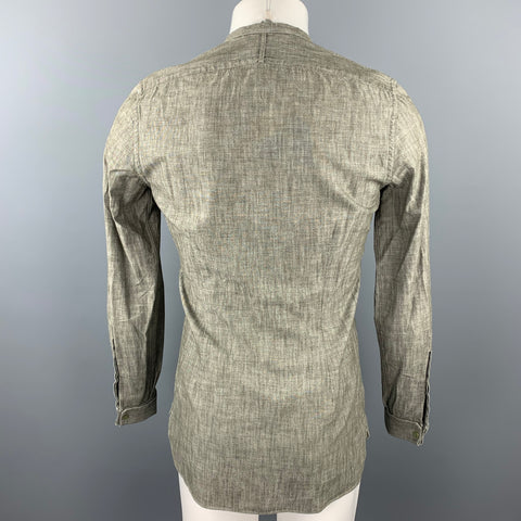 BURBERRY PRORSUM Size S Olive Cotton Nehru Collar Long Sleeve Shirt