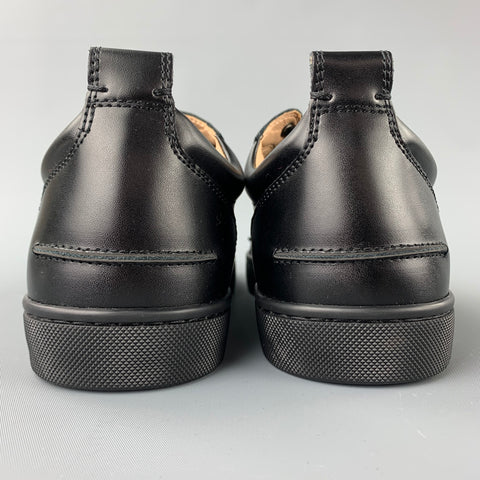CHRISTIAN LOUBOUTIN Louis Junior Spikes Size 9 Black Leather Lace Up Sneakers