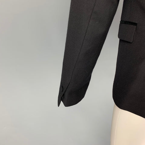 THE KOOPLES Size 38 Black Woven Wool Tuxedo Sport Coat
