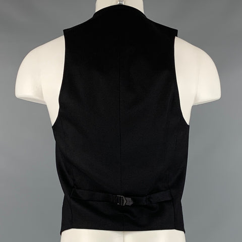 ATO Size 36 Black Wool Silk Double Breasted Vest