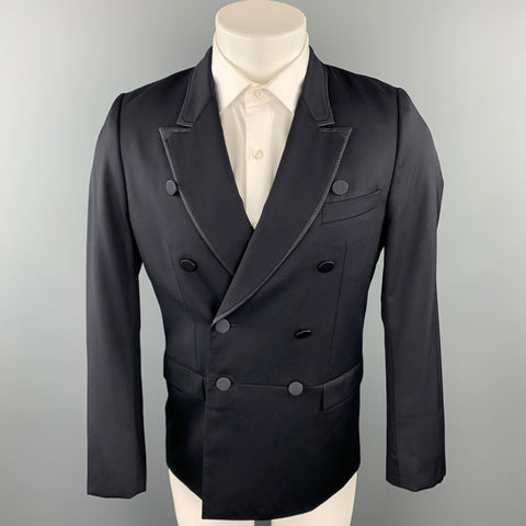 PAUL SMITH Size 38 Black Wool / Cashmere Tuxedo Sport Coat