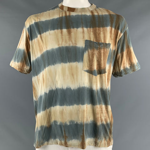 SONG FOR THE MUTE Taille L T-shirt à col rond en coton multicolore Tie Dye marron