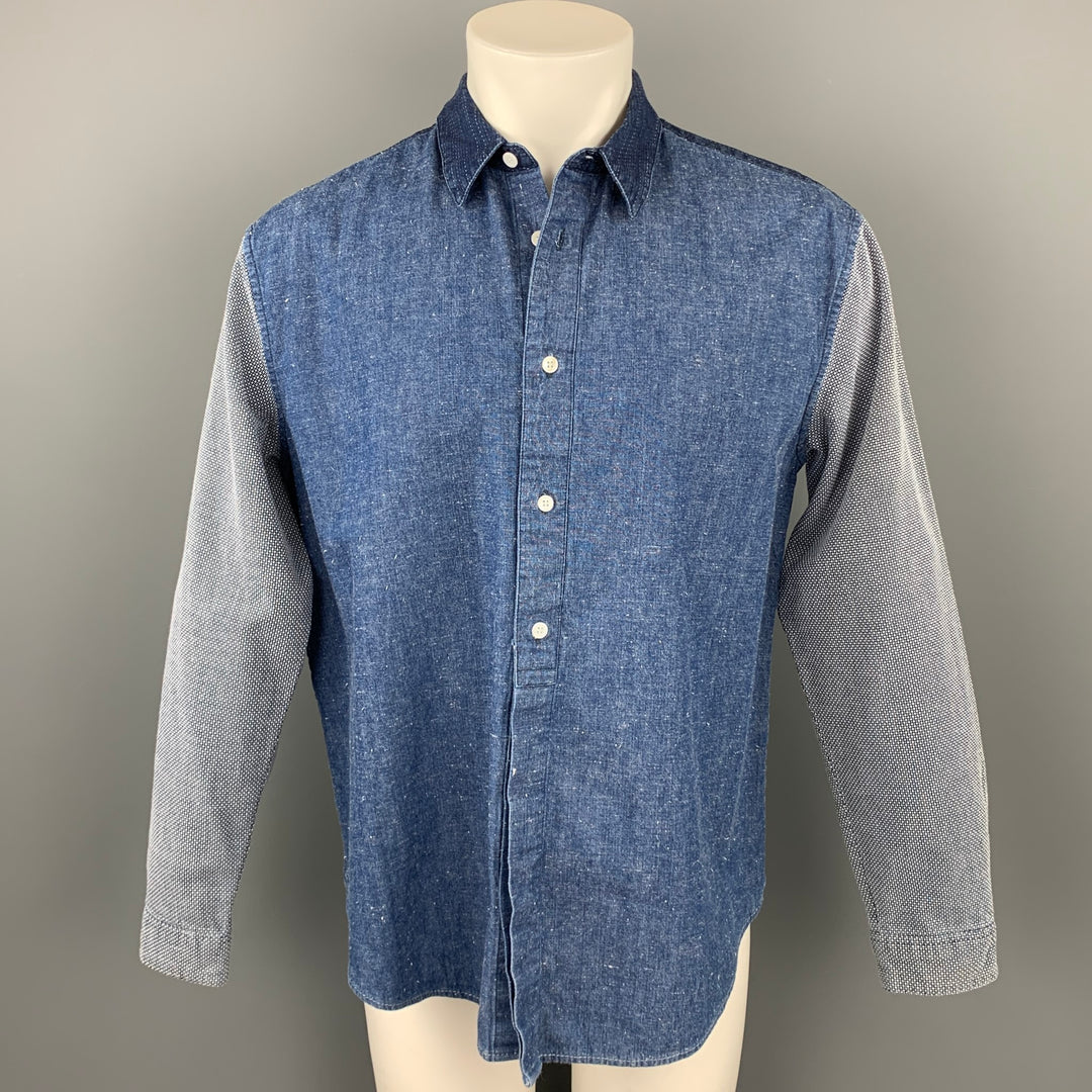 LEVI'S MADE & CRAFTED Size M Indigo Mixed Fabrics Cotton Oversized Long Sleeve Shirt
