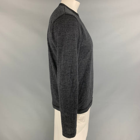 SUNSPEL Taille L Pull à col rond en laine tricotée anthracite