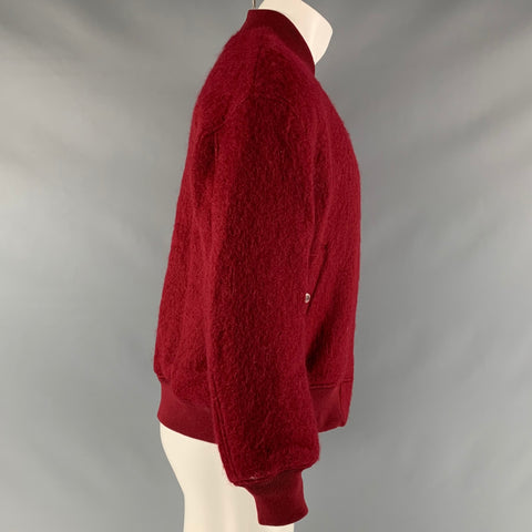 CHRISTIAN DADA Size S Red Brick Solid Wool Blend Bomber Jacket