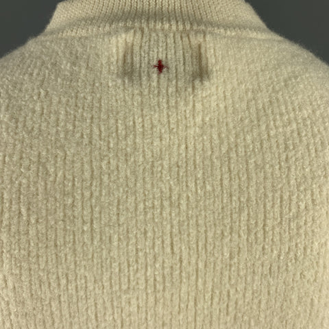 FREAK'S STORE Size S Cream Ribbed Wool / Cotton Slit Sides Crew-Neck Sweater