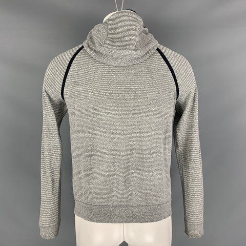 THEORY Size S Black White Stripe Cotton Nylon Hooded Cardigan