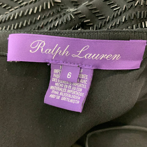 RALPH LAUREN Taille 6 Jupe longue de soirée perlée en soie noire