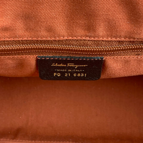 SALVATORE FERRAGAMO Brown Quilted Leather Satchel Handbag