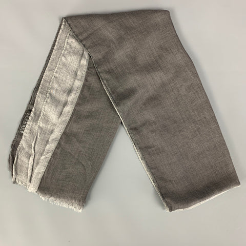 BARNEY'S NEW YORK Gray Color Block Modal Wool Scarf