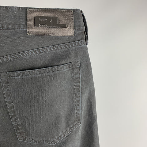 RALPH LAUREN Size 29 Black Cotton Button Fly Casual Pants