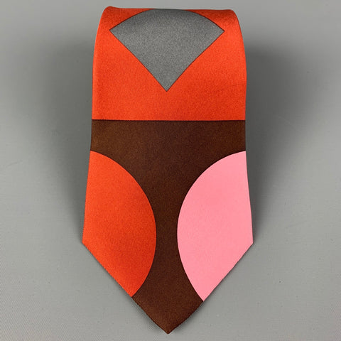 GENE MEYER Multi-Color Black Geometric Silk Tie