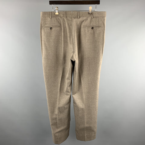 ISAIA Size 38 Taupe Solid Lana Wool Zip Fly Dress Pants