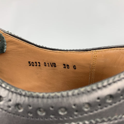 GRENSON Size 11 Black Perforated Leather Extra Light Wingtip Lace Up Shoes