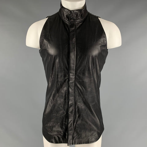 GARETH PUGH Taille 36 Chemise à manches courtes sans manches en cuir noir