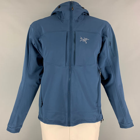 ARCTERYX Size L Blue Grey Nylon Blend Hoodie Jacket