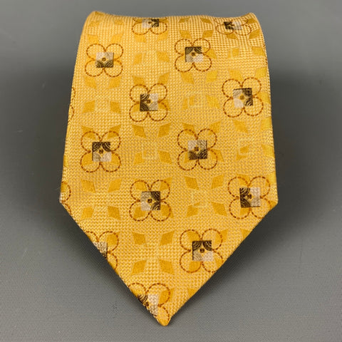 ERMENEGILDO ZEGNA Yellow Jacquard Silk Tie