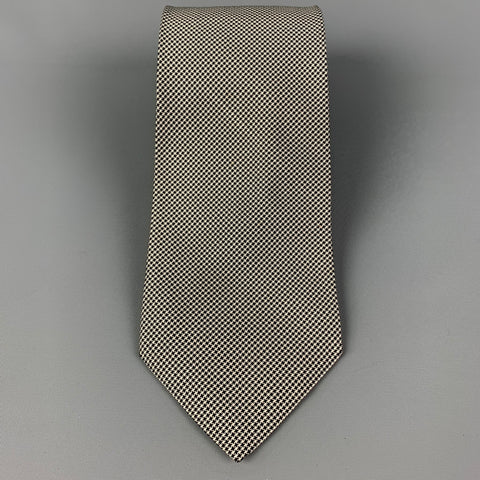 GIANFRANCO FERRE Black White Houndstooth Silk Tie