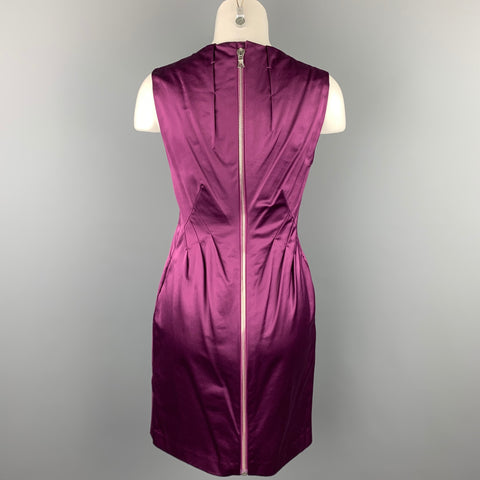 ROBERT RODRIGUEZ Size 4 Purple Cotton / Polyester V-Neck Sheath Cocktail Dress