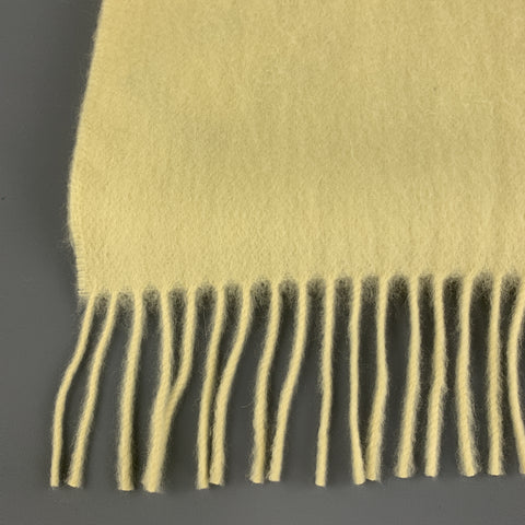 Écharpe à franges en cachemire jaune pastel VINTAGE
