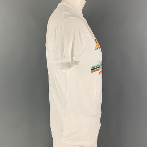 DSQUARED2 Size XL White Summer Graphic Cotton T-shirt