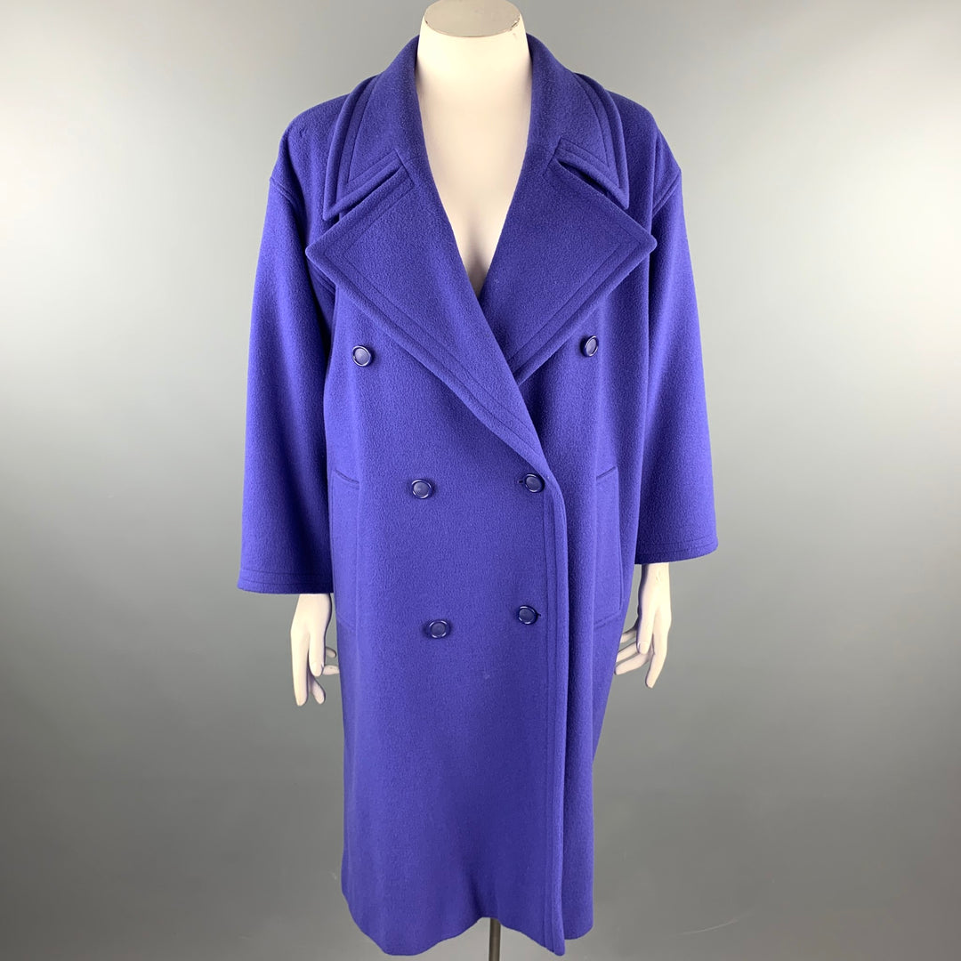 EMANUEL UNGARO Taille 12 Manteau à double boutonnage en laine / nylon violet