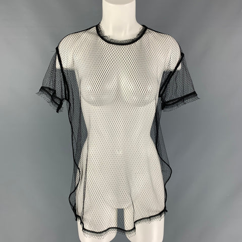 Nº21 Size M Black Mesh Short Sleeve Top