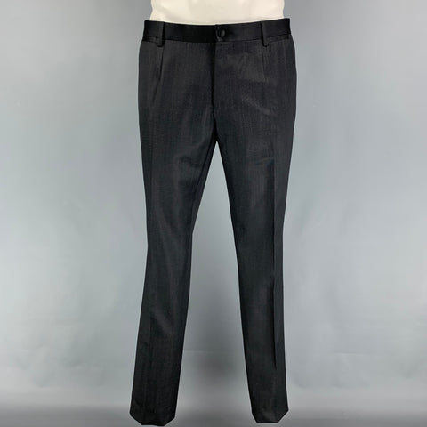DOLCE & GABBANA Size 42 Regular Charcoal Black Wool Blend Vest Suit