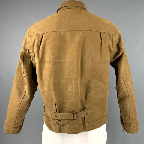 BURGUS PLUS & CO. Chest Size L Size L Khaki Waxed Cotton Trucker Jacket