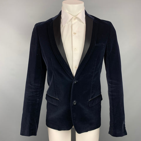ALLESANDRO DELL' ACQUA Size 38 Navy Cotton Velvet Sport Coat