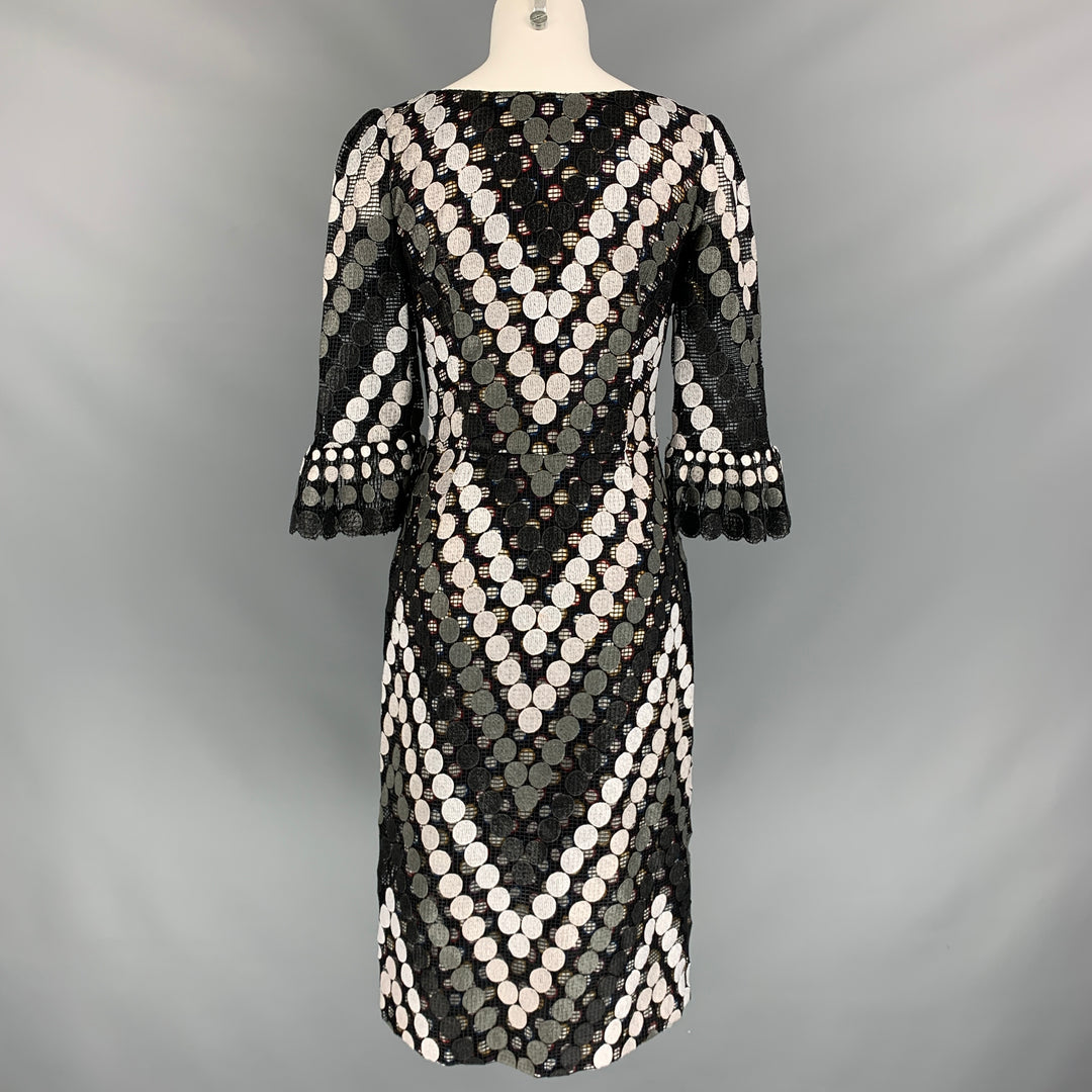 MARCO do VICENZO Size 8 Black & White Multi-Color Viscose Blend Lace Double Layer Dress