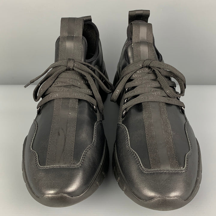 BALLY Size 11 Black Leather Lace Up Sneakers