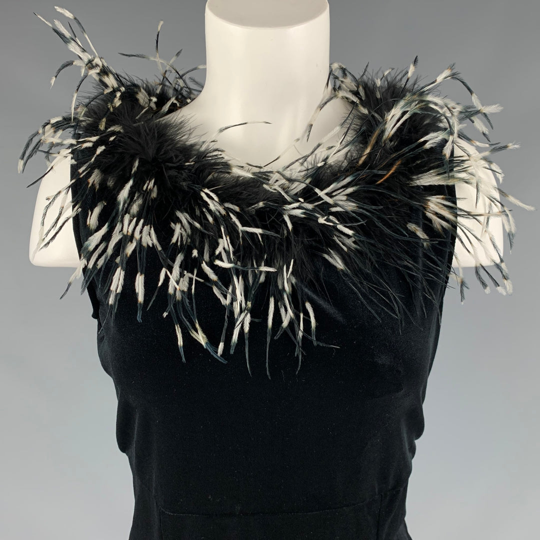 SANDRA DARREN Size 8 Black Polyester Spandex Velvet Tank Dress Top