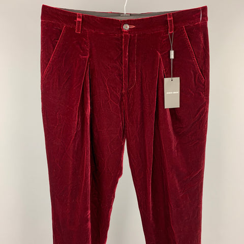 GIORGIO ARMANI Size 38 Burgundy Velvet Single Pleat Dress Pants