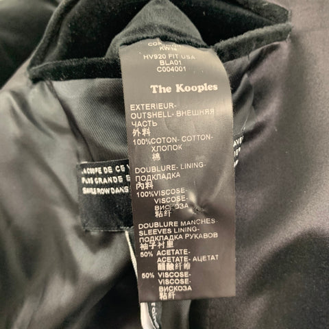 THE KOOPLES Size 40 Black Velvet Cotton Shawl Collar Sport Coat