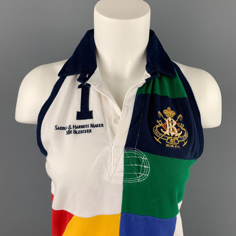 RALPH LAUREN Blue Label Taille M Jersey multicolore Color Block Coton T-shirt sans manches