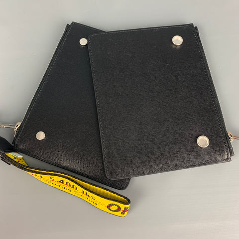 OFF-WHITE by Virgin Abloh Black White Leather "FOR DISPLAY ONLY" Double Pouch