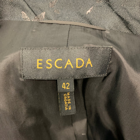 ESCADA Taille 12 Blazer abstrait en mélange de polyester noir argent