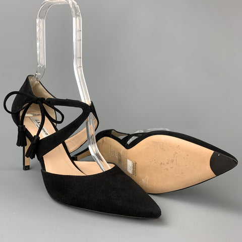 L.K.BENNETT Size 11 Black Suede Loren Strappy Pumps