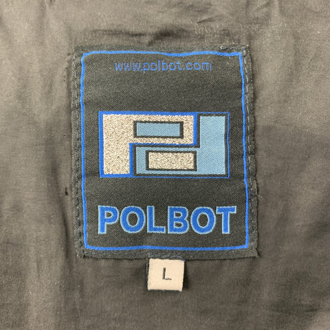 POLBOT Size L Olive & Black Solid Nylon Zip & Snaps Jacket