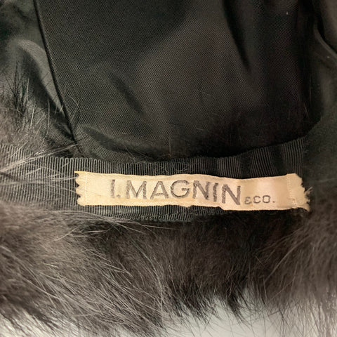 Vintage I MAGNIN Black Fur Hat