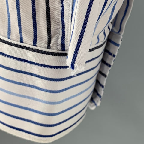 PAUL SMITH Size S White Blue Stripe Cotton Long Sleeve Shirt